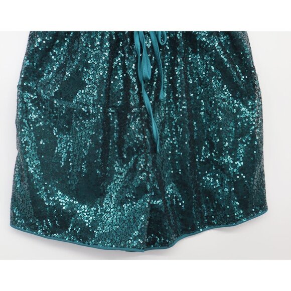 NWT Teal Emery Rose Sequin Romper With Short Dolman Sleeves & Tie Waist - Size M - Picture 6 of 11